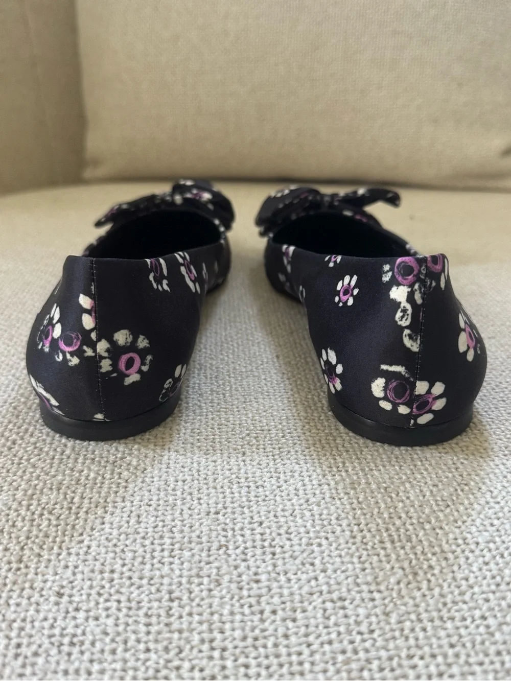 Tory Burch Black Stamped Floral Ballet Flat Size 8.5